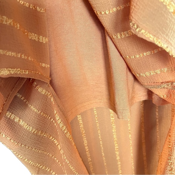 Ladies Top - Tunic - Textured Chiffon - Back Slit - Semi Sheer - Lined - Orange - Picture 8 of 11